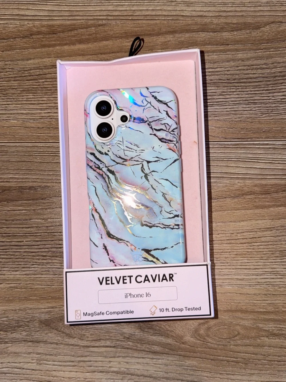 Velvet Caviar Marble iPhone Case - Pastel Pink, Blue & Iridescent Gold